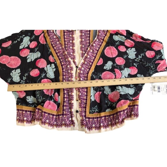 NWT Free People Cardigan Top Womens XS Abstract Artsy Print Tie Long Sleeve Boho - Picture 5 of 12